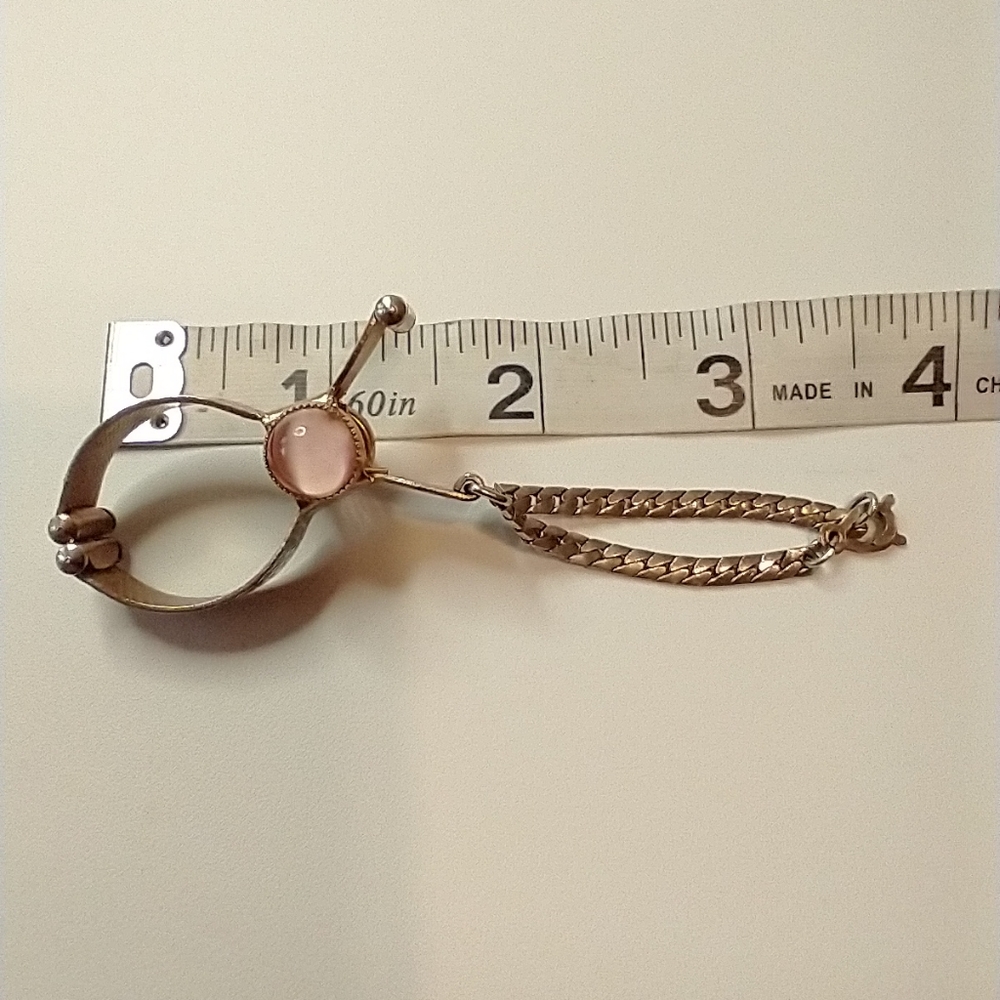 Vintage glove clip hammered texture pink glass - Picture 7 of 8